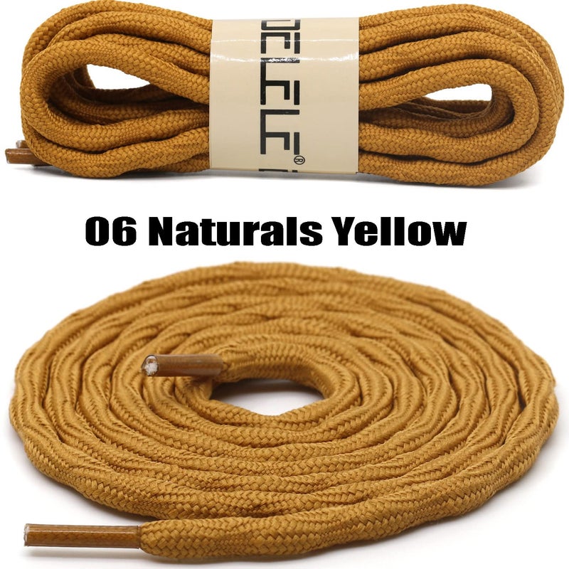DELELE 2 Pair Round Wave Shape Non Slip Heavy Duty and Durable Outdoor Climbing Shoelaces Naturals Yellow Hiking Shoe Laces Shoestrings-87 inch - Image 2